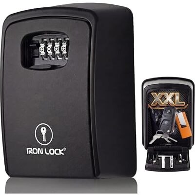 Iron Lock Cassetta di sicurezza XXL per chiavi, combinazione a 4 cifre, con codice resettabile con interruttore A B, extra large, per interni ed esterni, impermeabile, grande chiave di sicurezza Iron Lock Cassetta di sicurezza XXL per chiavi, combinazione a 4 cifre, con codice resettabile con interruttore A B, extra large, per interni ed esterni, impermeabile, grande chiave di sicurezza