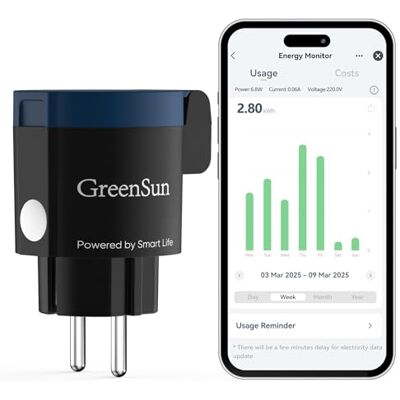 GreenSun Presa Smart Esterna Presa Smart WiFi Outdoor Smart LifePresa Intelligente Alexa WIFIPresa Intelligente WiFiPresa con Misura del ConsumoSmart Plug Energetico 16A 1PC GreenSun Presa Smart Esterna Presa Smart WiFi Outdoor Smart LifePresa Intelligente Alexa WIFIPresa Intelligente WiFiPresa con Misura del ConsumoSmart Plug Energetico 16A 1PC