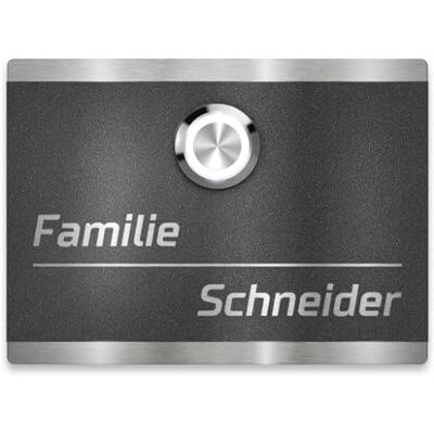 Metzler campanello esterno acciaio inox V2A pulsante LED retroilluminato incisione personalizzata grigio antracite ferro micaceo IP67 visibile di notte montaggio semplice compatibile 6-24 V 11x8 cm Metzler campanello esterno acciaio inox V2A pulsante LED retroilluminato incisione personalizzata grigio antracite ferro micaceo IP67 visibile di notte montaggio semplice compatibile 6-24 V 11x8 cm
