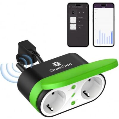 GreenSun Presa Smart Esterna Spina WiFi Multipresa Intelligente Outdoor Smart Plug 2 Prese uscita, Funzione Timer, Controllo Remoto, Compatibile con Alexa, Google Home, Smart Life APP GreenSun Presa Smart Esterna Spina WiFi Multipresa Intelligente Outdoor Smart Plug 2 Prese uscita, Funzione Timer, Controllo Remoto, Compatibile con Alexa, Google Home, Smart Life APP