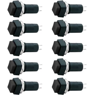 Electron 10x Pulsante NA normalmente aperto 18x18mm, tasto nero, unipolare, quadrato, foro montaggio 12mm M12, fissaggio a vite con ghiera, da pannello, 12V 220V 1A, contatti a saldare, micro, mini, NO Electron 10x Pulsante NA normalmente aperto 18x18mm, tasto nero, unipolare, quadrato, foro montaggio 12mm M12, fissaggio a vite con ghiera, da pannello, 12V 220V 1A, contatti a saldare, micro, mini, NO