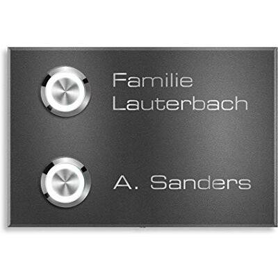 Metzler campanello da parete acciaio inox 2 pulsanti incisione personalizzata LED IP67 grigio ferro micaceo 12x8 cm resistente intemperie design moderno montaggio facile qualità tedesca Metzler campanello da parete acciaio inox 2 pulsanti incisione personalizzata LED IP67 grigio ferro micaceo 12x8 cm resistente intemperie design moderno montaggio facile qualità tedesca