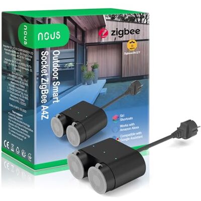 NOUS Zigbee Presa Smart Home Ciabatta Multipresa Elettrica Esterno con Misuratore Consumo Elettrico Compatibile con Alexa, Google Home Assistant, Tuya Domotica Casa Intelligente Presa Temporizzata NOUS Zigbee Presa Smart Home Ciabatta Multipresa Elettrica Esterno con Misuratore Consumo Elettrico Compatibile con Alexa, Google Home Assistant, Tuya Domotica Casa Intelligente Presa Temporizzata