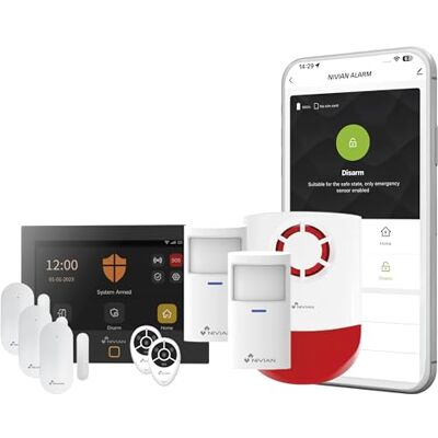 NIVIAN Sistema di Allarme Casa WiFi + GSM 4G con Schermo Touch – Kit Antifurto Wireless per Casa e Ufficio, App Tuya, Notifiche SMS e Chiamate, Sirena e Sensori Porta e Movimento NIVIAN Sistema di Allarme Casa WiFi + GSM 4G con Schermo Touch – Kit Antifurto Wireless per Casa e Ufficio, App Tuya, Notifiche SMS e Chiamate, Sirena e Sensori Porta e Movimento
