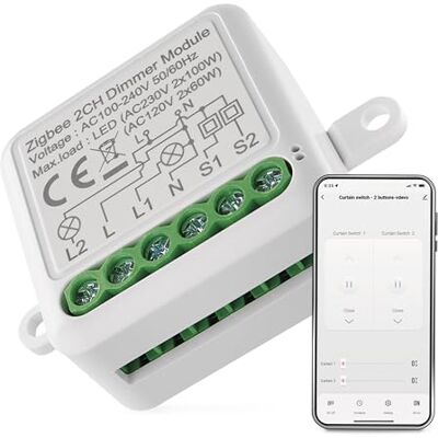 EMOS GoSmart Modulo dimmer/Zigbee Smart Switch con app, dimmerabile, per controllo remoto, controllo vocale dell'illuminazione con Alexa e Google Home, per doppio interruttore EMOS GoSmart Modulo dimmer/Zigbee Smart Switch con app, dimmerabile, per controllo remoto, controllo vocale dell'illuminazione con Alexa e Google Home, per doppio interruttore