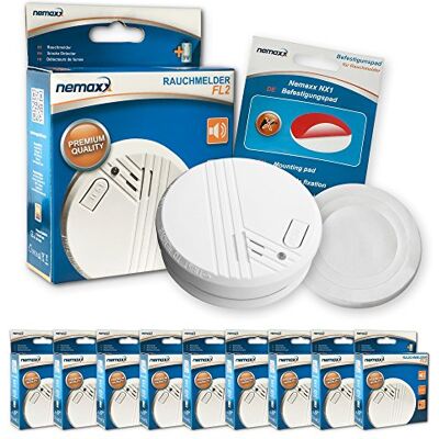 Nemaxx FL2 rilevatore di fumo a norma DIN EN 14604 e NX1 di Supporto magnetico per rilevazione di incendi, fuoco e fumo, Nemaxx FL2 rilevatore di fumo a norma DIN EN 14604 e NX1 di Supporto magnetico per rilevazione di incendi, fuoco e fumo,
