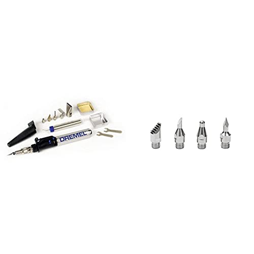 Dremel Versatip 2000 Hobby Mini Saldatore A Butano, Tempo Massimo Di Combustione 90 Minuti & 204 Accessori Per Pirografia Per Versatip, Punta Ovale, A Freccia, Dentata, A Sfera