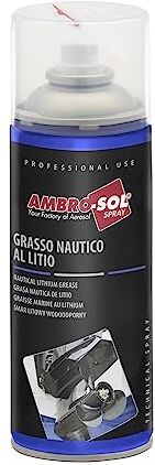 Ambro-Sol Grasso Nautico Spray al Litio, Lubrificante Specifico nel Settore Nautico, Bomboletta Spray in Banda Stagnata 100% Riciclabile all'Infinito da 400 ml