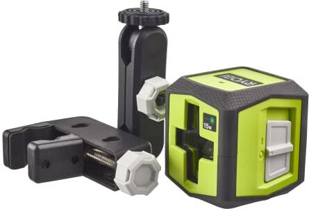 RYOBI RBCLLR1 Livella Laser a Croce Color Verde con 2 Linee Simultanee, per Distanze Fino a 15m, Autolivellante, con LED di Indicazione Fuori Asse