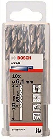 Bosch 10x HSS-G Punta per Metallo (Ø 6.1 mm, Robust Line, Accessori per trapani)