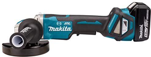 Makita Smerigliatrice angolare 18 V/5,0 Ah, 2 batterie + Caricatore in MAKPAC