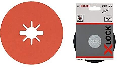 Bosch 25x Dischi Fibrati Expert R782 Prisma Ceramic X LOCK per Acciaio, Lamiere di Acciaio Inossidabile, Ø 115 mm, Grana 80 + 2608601712 Platorello Semiduro, X-Lock, Ø115 mm