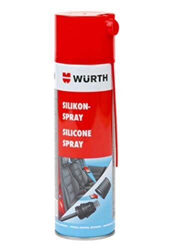 Würth Spray al silicone 500 ml protegge, nutre e isola permanentemente con buon effetto lubrificante parti in plastica, gomma e metallo all'interno del veicolo e all'esterno.