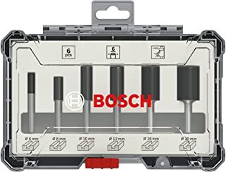 Bosch Set Frese da 6 pz. Bit Dritti (per Legno, Accessorio Fresatrici Verticali con Codolo di mm)