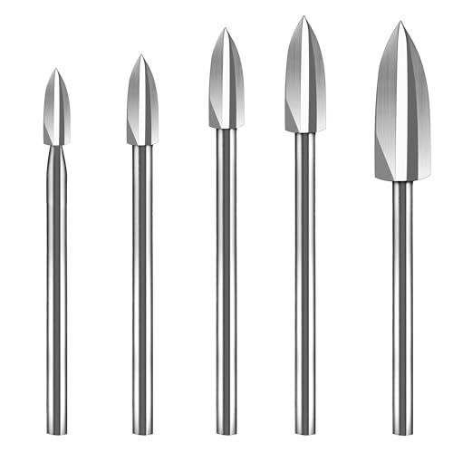 Utensili per intagliare il legno, 5 Pezzi Punte per incisione Drill Bit 1/8 "Shank Rotary Tools Accessori Strumento Accessori per Trapano per incisione macinazione, perforazione