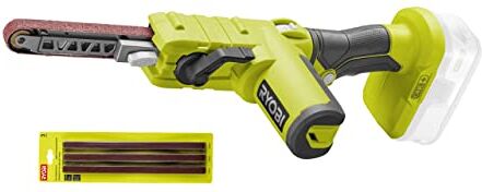 Ryobi 5133004179 Lima a nastro (18 V, dimensioni 13 x 457 mm, velocità fino a 630 m/min, 3 nastri abrasivi, senza batteria), R18PF-0 +  RAKPFB03 Power File Levigatrice Foglio (3 pezzi)