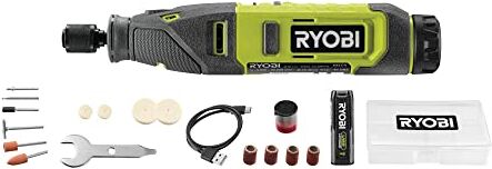 Ryobi Utensile Rotativo 4V, Velocità da 5.000 a 25.000 g/min, Cambio Accessori Semplice e Rapido Senza Chiave