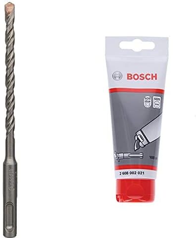 Bosch 2608831016 punta SDS plus 3 per SDS Max 7 x 100 x 160 mm + 2608002021 Tubetto di Grasso lubrificante da 100 ml (per Punte/scalpelli Plus e SDS Max, Accessorio per Martello perforatore), Blu