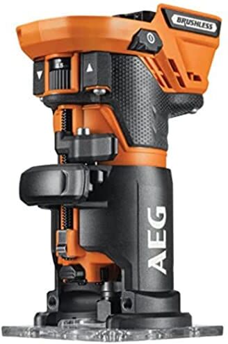 AEG BOF18BL2 Fresatrice Verticale 18V Brushless, Senza Batteria, Fino a 30.000 giri/min, Fresatrice Verticale per Legno con Vite Micrometrica e Velocità Variabile