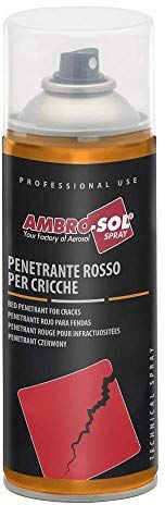 Ambro-Sol Penetrante per Cricche, Permette con Facilità e Precisione di Individuare Eventuali Difetti di Saldatura o di Stampaggio, Bomboletta Spray in Banda Stagnata Riciclabile 400 ml, Rosso