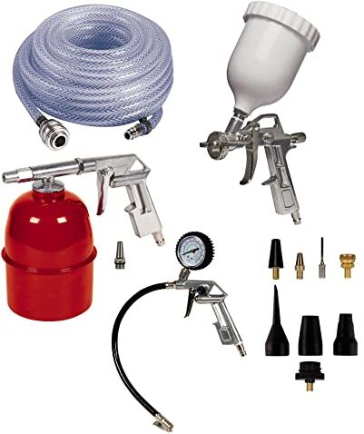 Einhell Originale  Set per aria compressa da 13 pezzi (accessori per compressori, pressione di lavoro minima di 8 bar, sabbiatrice, pistola a spruzzo, aerografo, pistola con manometro gonfiagomme)