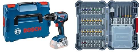 Bosch GSR 18V-55 Professional + Set da 40 Pezzi di Punte e Bit (Pick And Click, Bit di Avvitamento Duri, con Portabit Universale) Amazon Edition