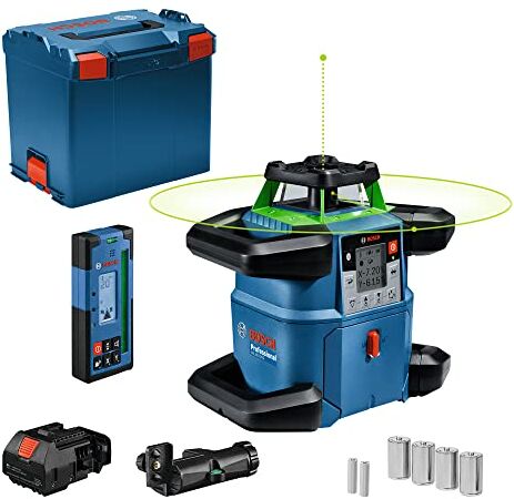 Bosch Livella laser rotante 18V System GRL 650 CHVG (laser verde, doppia pendenza, con funzione app, portata: 650m (diametro), L-boxx)