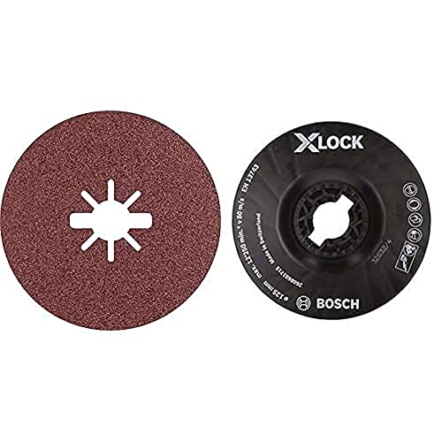 Bosch 25x Dischi Fibrati Expert R781 Prisma Ceramic X LOCK per Acciaio, Lamiere di Acciaio Inossidabile, Ø 125 mm, Grana 80 + 2608601715 Platorello Semiduro, X-Lock, Ø125 mm