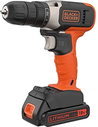 Black & Decker Trapano Avvitatore 18 V, Nero Arancione, ‎30 x 15 x 20 cm, 1.6 Kg