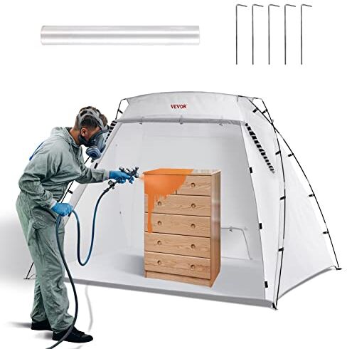 VEVOR Tenda di Verniciatura a Spruzzo Portatile 228 x 158 x 158 cm in Tessuto Oxford 210D Palo in Fibra di Vetro Finestrina di Ventilazione 40 x 40 cm, Tenda per Vernice Spray Pop-up Fai-da-te 2,31 kg