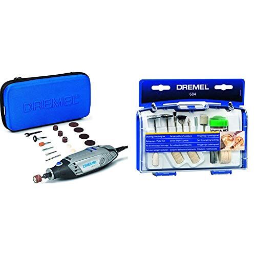 Dremel 33000JA 3000-15 Multiutensile a Filo, 130 W, Nero/Grigio +  684 Set 20 Accessori per Lucidare