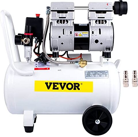 VEVOR Compressori d'Aria da 1.1HP/850W, Compressore Motore Senza Olio con Serbatoio 30L, Velocità di Rotazione 1440 RPM Compressore Silenzioso per il Gonfiaggio dei Pneumatici, la Pulizia dei Veicoli