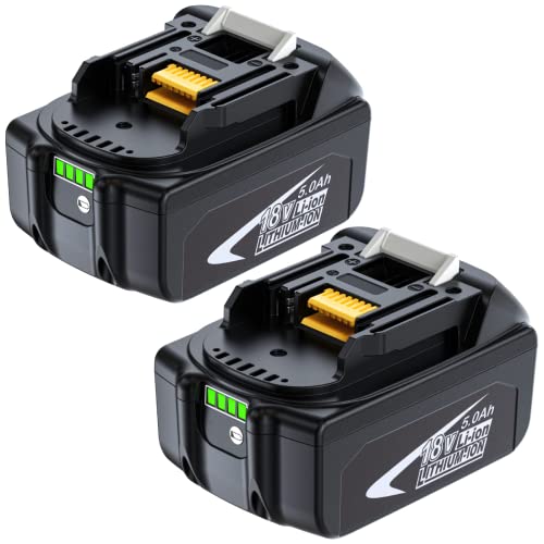 LONG FIT 2Pcs Batteria di Ricambio per Makita 18V 5.0Ah, Ricambio Makita 18 Volt BL1860B batterie BL1820B 1830B 1840B 1850B, Compatibile con Strumenti Makita 18V Adatto a Caricabatterie Originale Makita 18V