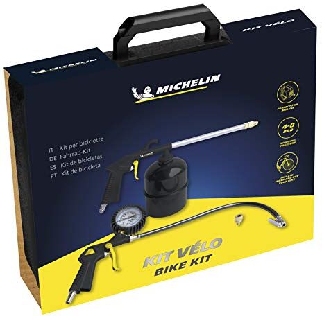 Michelin Kit per biciclette MBL-GO (Inclusi pistola di gonfiaggio, pistola di pulizia, ugello) Compatibile con il compressore da parete MBL-GO Pressione di esercizio: 4-8 bar