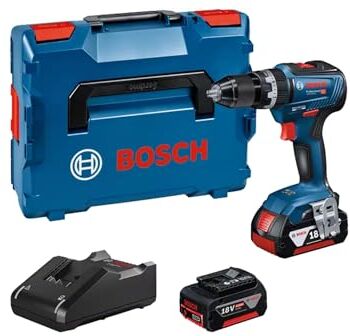 Bosch 18V System Trapano-avvitatore con percussione a batteria GSB 18V-55 (Incl. 2 batterie da 4,0 Ah, caricabatteria GAL 18V-40, in L-BOXX 136)