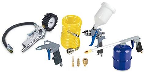 Michelin Kit aria compressa con pistola di gonfiaggio omologata 8 pezzi (Include pistola soffiaggio, pistola di gonfiaggio, pistola di verniciatura, pistola di pulizia, tubo a spirale, 3 ugelli)