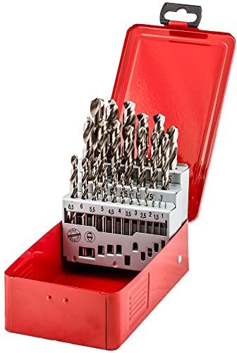 Fischer Set 25 Punte Trapano per Metallo, Box Metallico, Professionali in Acciaio HSS-G, Diametro 1-13 mm, Attacco Cilindrico, per Acciaio, Lamiera, Ferro, Ghisa, Alluminio,