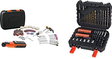 Black & Decker BCRT8IK-XJ Multifunzione Rotativo 7.2V, 1.5 Ah, 53 Accessori in Valigetta, 7.2 V & A7188-XJ Set per Forare (20 Punte Miste e 30 Accessori per Avvitare), 50 Pezzi, Set di 50