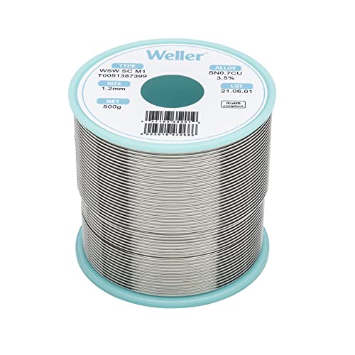 Weller WSW SC M1 () Filo Saldante, Ø 1.2mm, 500g, Lega Sn99.3Cu0.7, Contenuto di Fondente 3,5%