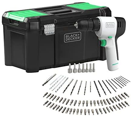 Black & Decker Reviva REVDD12C Trapano Avvitatore a Batteria 12V con 80 Accessori e Cassetta Portautensili 19