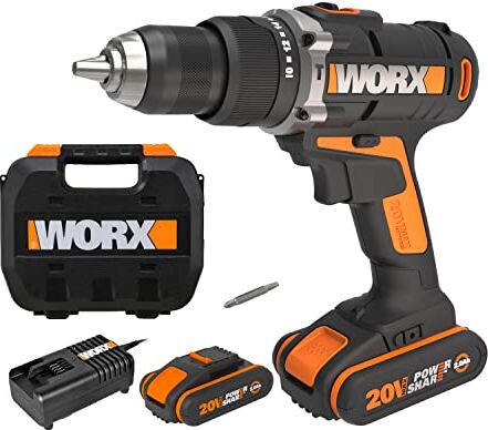 WORX Trapano Avvitatore con Percussione, Mandrino in Metallo Autoserrante 13mm , Batteria 20V