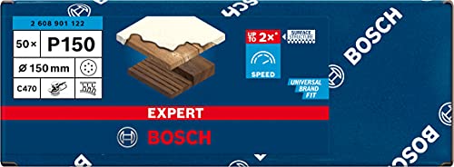 Bosch Expert C470 Carta Abrasiva Vernice e Legno Duro per Levigatrici Rotorbitali con 6 Fori Confezione da 50 Unità, Giallo, Diametro 150 mm