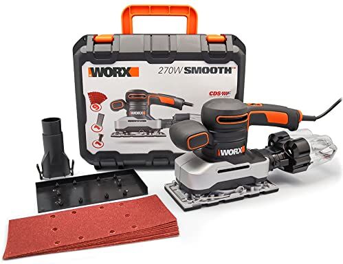 WORX Levigatrice Orbitale con Tecnologia Cyclone Senza Sacchetto 270W