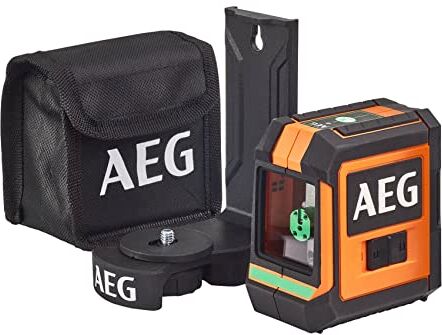 AEG CLG220-B Livella Laser Verde 2 Linee, Batteria Non Inclusa, Illumina Fino a 20 Metri, Livella Laser Autolivellante, Accuratezza ±0.3 mm/m, Con Protezione IP54, Filetto 1/4˝