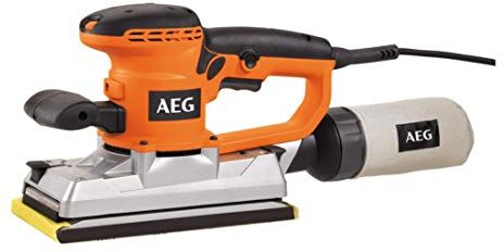 AEG FS280 Levigatrice Orbitale 500W, con Sacchetto Raccogli-Polvere, 3 Fogli Abrasivi (Grana 80, 120, 240) Inclusi, con Interruttore di Sicurezza