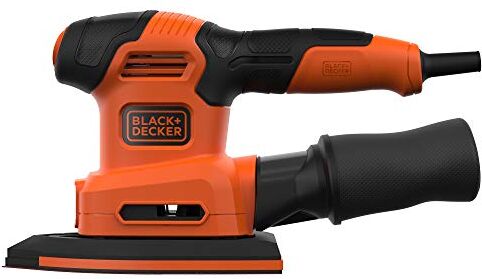 Black & Decker BEW200K-QS Smerigliatrice 4 in 1 levigatrice ad oscillazione, smerigliatrice triangolare, funzione orbitale, fissaggio in velcro contenitore antipolvere, accessori e valigetta, 200 W