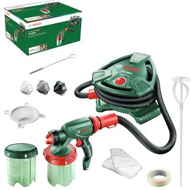 Bosch Pistola per Verniciatura a Spruzzo Sistema PFS 5000 E (1200 W, 2 x Serbatoi Colore da 1000 ml, Bocchette per Pittura Murale, Vernici Trasparenti), Edizione Amazon