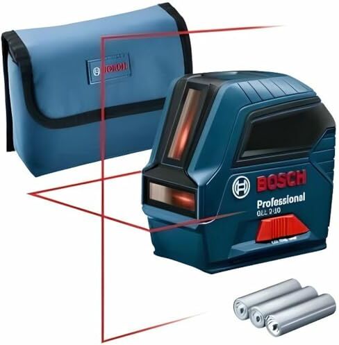 Bosch Livella laser GLL 2-10 (laser rosso, da interno, raggio d’azione: fino a 10 m, 3x3 pile AA, custodia protettiva, confezione in cartone)