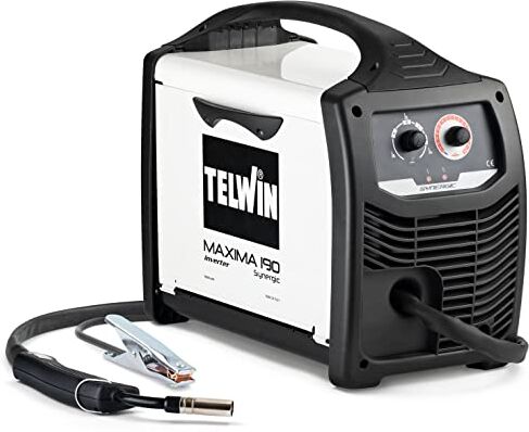 Telwin Maxima 190 Synergic Saldatrice Inverter a Filo Mig-Mag/Flux/Brazing, 230 V, Maxima 190, Bianco