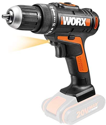 WORX Trapano avvitatore a batteria, 20 V, strumento professionale per forare e avvitare, compatibile con PowerShare, fornito senza batteria e caricatore